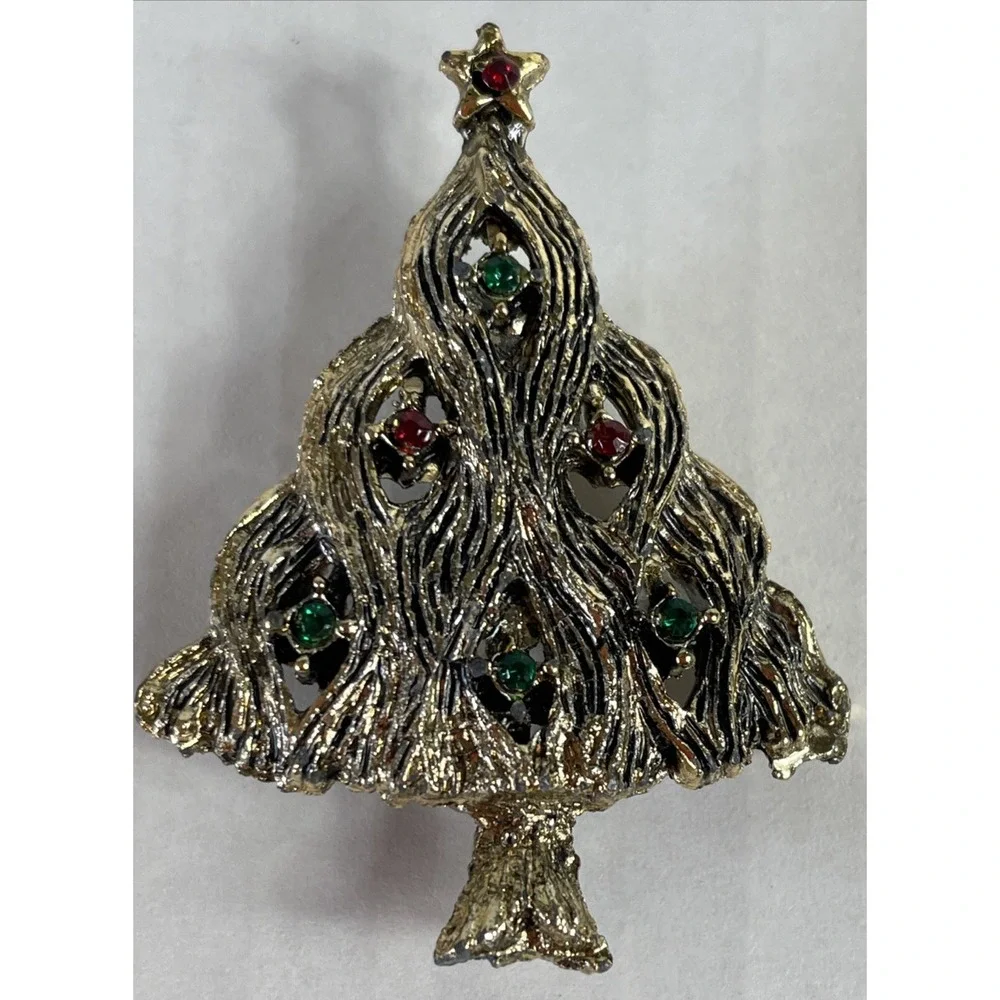 Vintage Christmas Pins Brooches Enameled Jeweled Centenna Silver Gold Tone Lot
